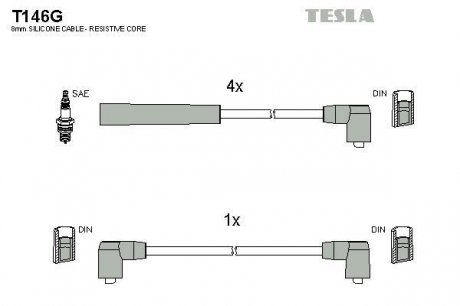 Комплект проводов зажигания TESLA T146G