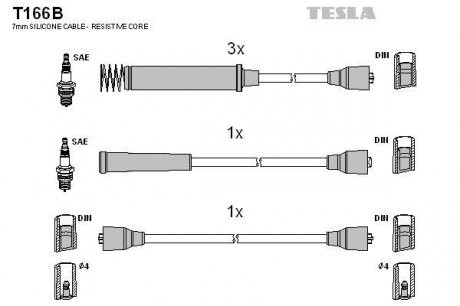 Комплект проводов зажигания TESLA T166B