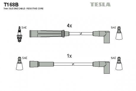 Комплект кабелiв запалювання TESLA T168B (фото 1)