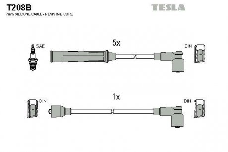 Комплект проводов зажигания TESLA T208B (фото 1)