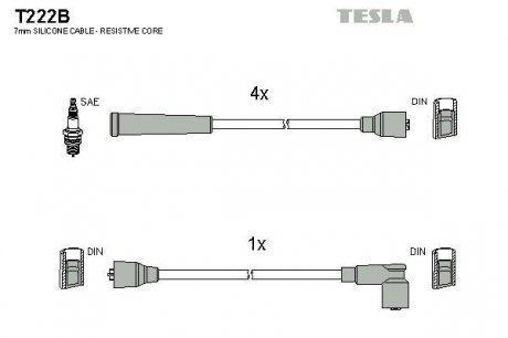 Комплект кабелiв запалювання TESLA T222B