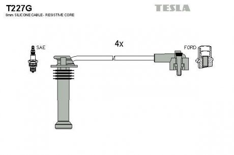 Комплект проводов зажигания TESLA T227G