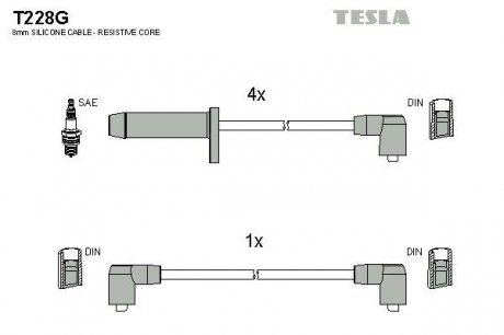 Комплект кабелiв запалювання TESLA T228G