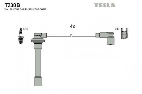 Комплект проводов зажигания TESLA T230B (фото 1)