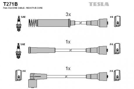 Комплект кабелiв запалювання TESLA T271B
