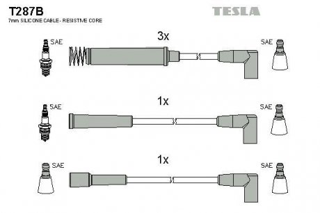 Комплект проводов зажигания TESLA T287B (фото 1)