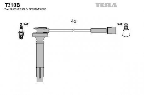 Комплект проводов зажигания TESLA T310B
