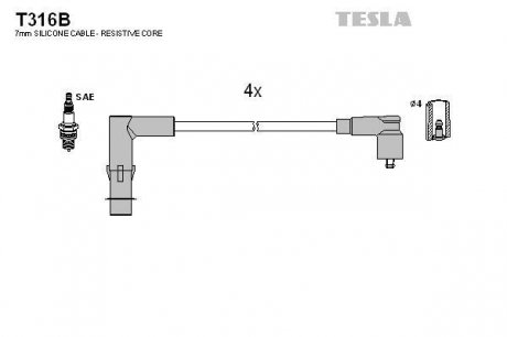 Комплект проводов зажигания TESLA T316B