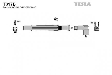 Комплект проводов зажигания TESLA T317B (фото 1)
