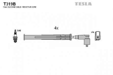 Комплект проводов зажигания TESLA T319B (фото 1)
