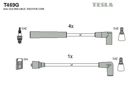Комплект проводов зажигания TESLA T469G