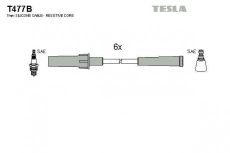 Комплект проводов зажигания TESLA T477B (фото 1)