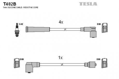 Комплект проводов зажигания TESLA T482B (фото 1)