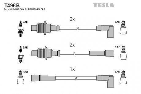Комплект проводов зажигания TESLA T496B (фото 1)