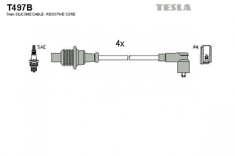 Комплект проводов зажигания TESLA T497B (фото 1)
