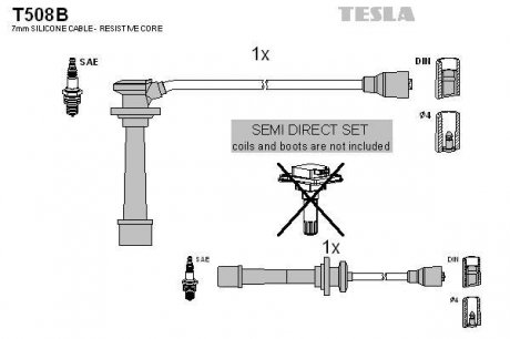 Комплект проводов зажигания TESLA T508B (фото 1)