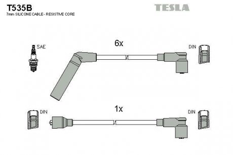 Комплект проводов зажигания TESLA T535B (фото 1)