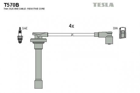 Комплект проводов зажигания TESLA T570B (фото 1)