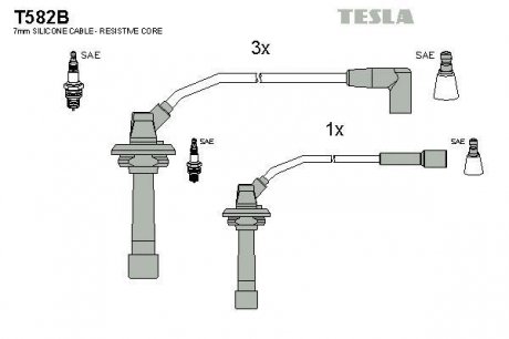 Комплект проводів запалювання TESLA T582B