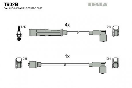 Комплект кабелiв запалювання TESLA T602B (фото 1)