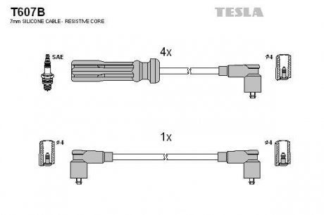 Комплект проводов зажигания TESLA T607B (фото 1)