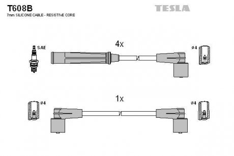 Комплект кабелiв запалювання TESLA T608B