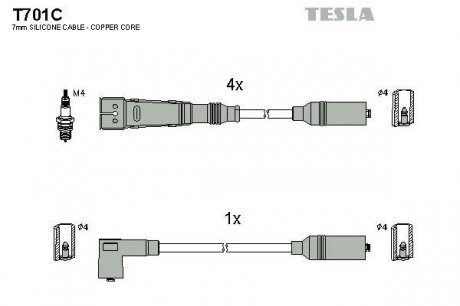 Комплект кабелiв запалювання TESLA T701C (фото 1)