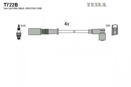 Комплект проводов зажигания TESLA T722B (фото 1)