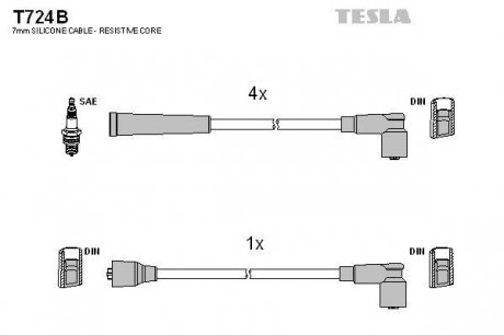 Комплект проводов зажигания TESLA T724B (фото 1)