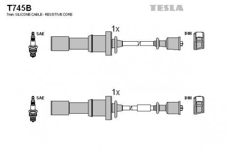 Комплект кабелiв запалювання TESLA T745B