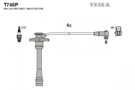 Комплект проводов зажигания TESLA T746P (фото 1)