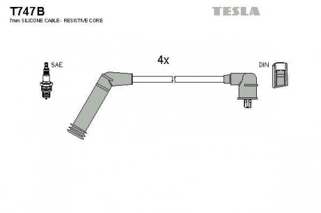 Комплект проводов зажигания TESLA T747B (фото 1)