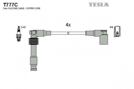 Комплект проводов зажигания TESLA T777C (фото 1)