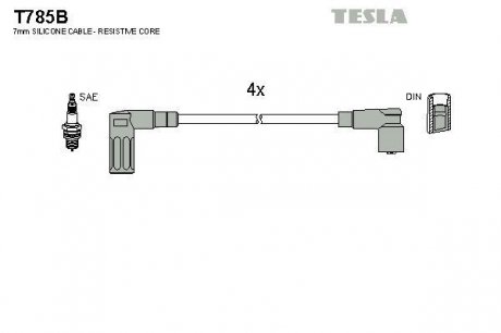 Комплект кабелiв запалювання TESLA T785B