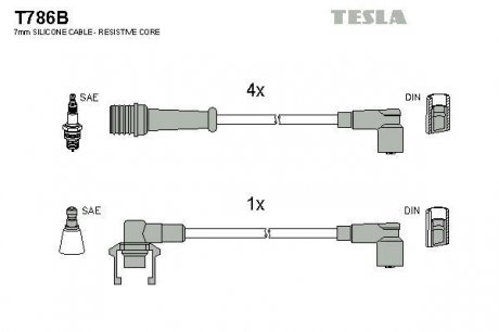 Комплект проводов зажигания TESLA T786B (фото 1)