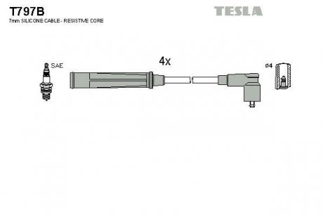 Комплект проводів запалювання TESLA T797B
