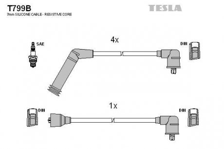 Комплект проводов зажигания TESLA T799B