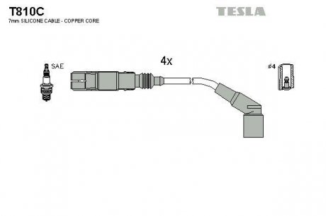 Комплект проводов зажигания TESLA T810C (фото 1)