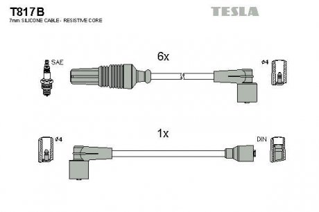 Комплект проводов зажигания TESLA T817B (фото 1)