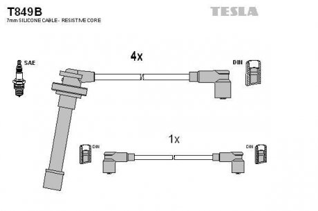 Комплект кабелiв запалювання TESLA T849B