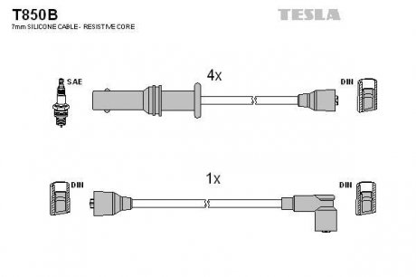 Комплект проводов зажигания TESLA T850B