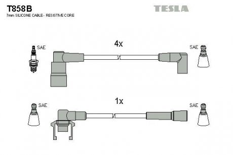 Комплект проводов зажигания TESLA T858B (фото 1)