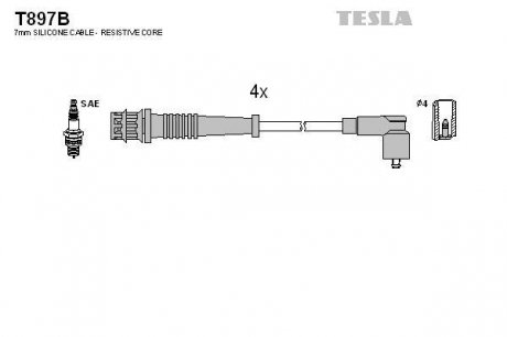Комплект проводов зажигания TESLA T897B (фото 1)