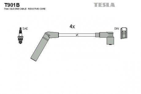 Комплект проводів запалювання TESLA T901B