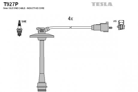 Комплект кабелiв запалювання TESLA T927P