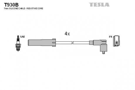Комплект проводов зажигания TESLA T930B (фото 1)