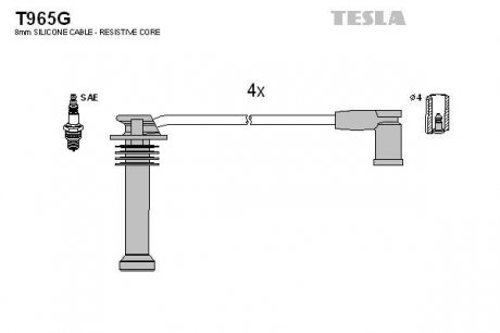 Комплект кабелiв запалювання TESLA T965G (фото 1)