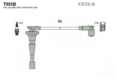 Комплект проводов зажигания TESLA T985B (фото 1)