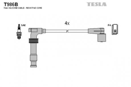 Комплект проводов зажигания TESLA T986B (фото 1)