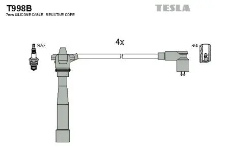 Комплект проводов зажигания TESLA T998B